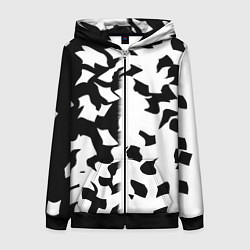 Толстовка на молнии женская Черно-белый камуфляж, цвет: 3D-черный