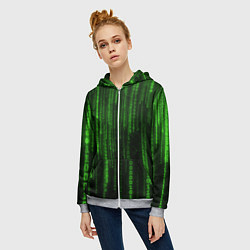 Толстовка на молнии женская Матрица двоичный код, цвет: 3D-меланж — фото 2