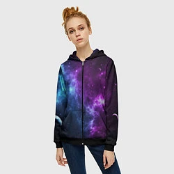 Толстовка на молнии женская NEON GALAXY НЕОНОВЫЙ КОСМОС, цвет: 3D-черный — фото 2