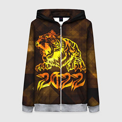 Толстовка на молнии женская Хищник Тигр 2022, цвет: 3D-меланж