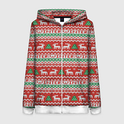 Толстовка на молнии женская Deer Christmas Pattern, цвет: 3D-белый