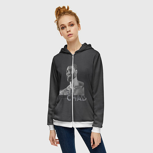 Женская толстовка на молнии Giga Chad / 3D-Белый – фото 3