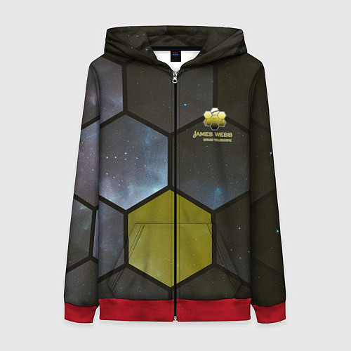 Женская толстовка на молнии JWST space cell theme / 3D-Красный – фото 1