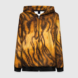 Толстовка на молнии женская Шкура тигра 2022, цвет: 3D-черный