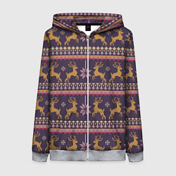 Женская толстовка на молнии Новогодний свитер c оленями 2