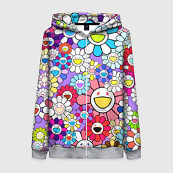 Толстовка на молнии женская Цветы Takashi Murakami, цвет: 3D-меланж