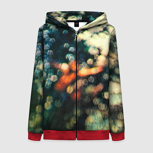 Женская толстовка на молнии Obscured by Clouds - Pink Floyd / 3D-Красный – фото 1