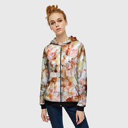 Толстовка на молнии женская Салат Оливье Новогодняя Оливьешка, цвет: 3D-черный — фото 2