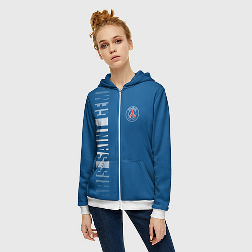 Женская толстовка на молнии PSG PARIS SAINT GERMAIN WHITE LINE SPORT / 3D-Белый – фото 3