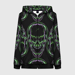 Толстовка на молнии женская Skulls vanguard pattern 2077, цвет: 3D-черный
