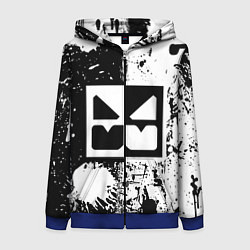 Толстовка на молнии женская GEOMETRY DASH BLACK & WHITE SMILE, цвет: 3D-синий
