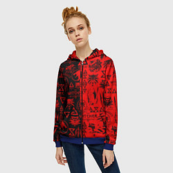 Толстовка на молнии женская THE WITCHER LOGOBOMBING BLACK RED, цвет: 3D-синий — фото 2