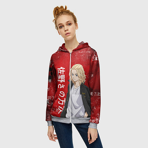Женская толстовка на молнии МАЙКИ МАНДЗИРО ТОСВА RED / 3D-Меланж – фото 3