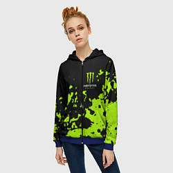 Толстовка на молнии женская Monster Energy green, цвет: 3D-синий — фото 2