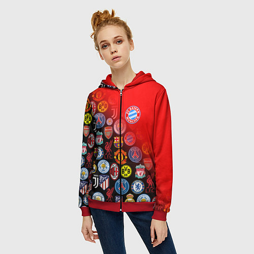 Женская толстовка на молнии BAYERN MUNCHEN BEST FC SPORT / 3D-Красный – фото 3