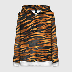 Толстовка на молнии женская В шкуре тигра, цвет: 3D-белый