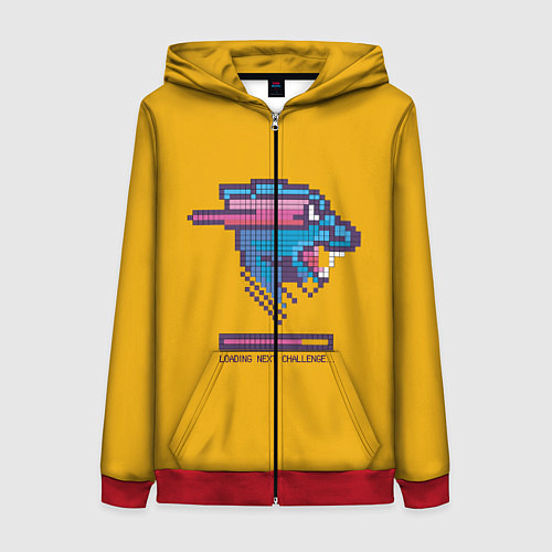 Женская толстовка на молнии Mr Beast Pixel Art / 3D-Красный – фото 1