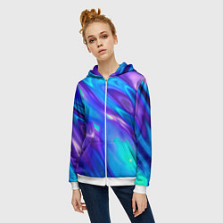 Толстовка на молнии женская Neon Holographic, цвет: 3D-белый — фото 2