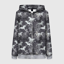 Толстовка на молнии женская Табун Лошадей, цвет: 3D-меланж