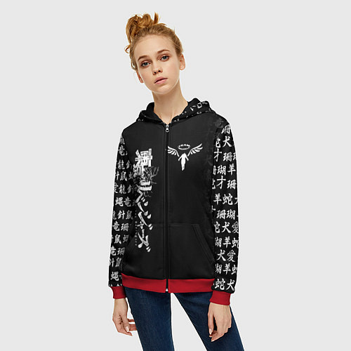 Женская толстовка на молнии TOKYO REVENGERS WALHALLA TEAM WHITE / 3D-Красный – фото 3