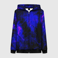 Толстовка на молнии женская Purple Tie-Dye, цвет: 3D-черный