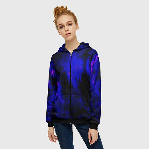 Женская толстовка на молнии Purple Tie-Dye / 3D-Черный – фото 3