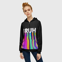 Толстовка на молнии женская BRUH Братан, цвет: 3D-черный — фото 2