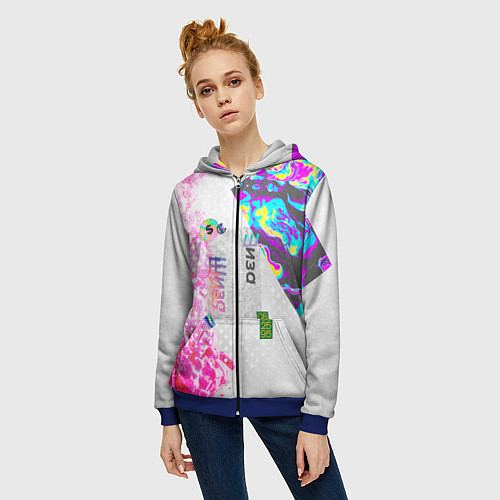 Женская толстовка на молнии Шаза Психоделика / 3D-Синий – фото 3