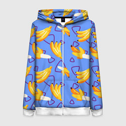 Толстовка на молнии женская Спелые бананы, цвет: 3D-белый