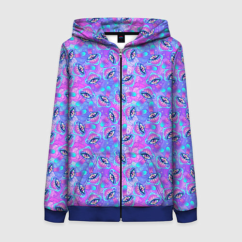 Женская толстовка на молнии Магические Грибы / 3D-Синий – фото 1