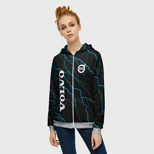 Женская толстовка на молнии Volvo разряд молний / 3D-Меланж – фото 3