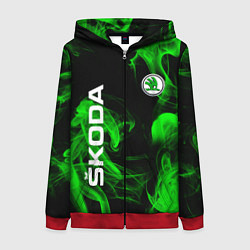 Толстовка на молнии женская Skoda: Green Smoke, цвет: 3D-красный