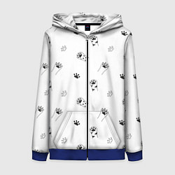 Толстовка на молнии женская Паттерн - кошачьи лапки 3D, цвет: 3D-синий