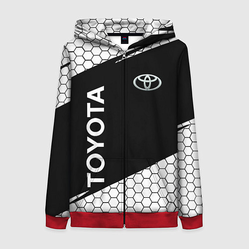 Женская толстовка на молнии Toyota Sport соты / 3D-Красный – фото 1