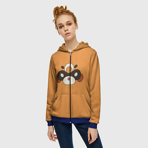 Женская толстовка на молнии Genshin Impact - Гоба / 3D-Синий – фото 3