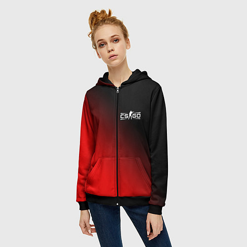 Женская толстовка на молнии CSGO КСГО Минимализм / 3D-Черный – фото 3