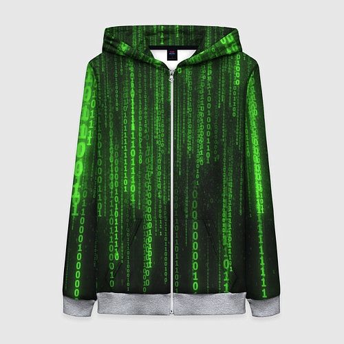 Женская толстовка на молнии Бегущий по коду / 3D-Меланж – фото 1
