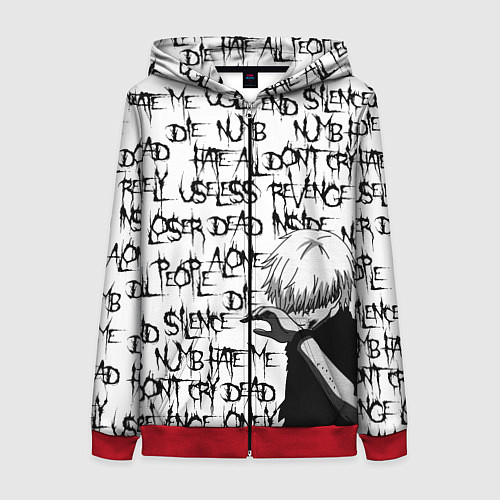 Женская толстовка на молнии DEAD INSIDE 1000-7 / 3D-Красный – фото 1