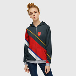 Толстовка на молнии женская Arsenal арсенал football, цвет: 3D-меланж — фото 2