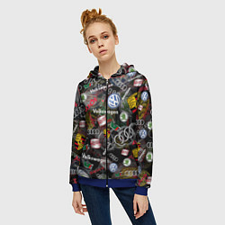 Толстовка на молнии женская Volkswagen Group AUDI VW SEAT PORSCHE SKODA, цвет: 3D-синий — фото 2