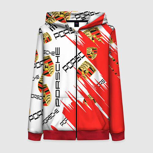 Женская толстовка на молнии Porsche sport / 3D-Красный – фото 1