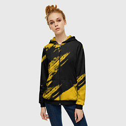Толстовка на молнии женская BLACK AND YELLOW GRUNGE ГРАНЖ, цвет: 3D-черный — фото 2