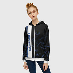 Толстовка на молнии женская Subaru Паттерн, цвет: 3D-белый — фото 2