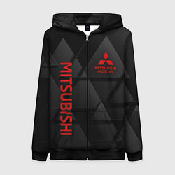 Толстовка на молнии женская Mitsubishi Геометрия треугольники, цвет: 3D-черный