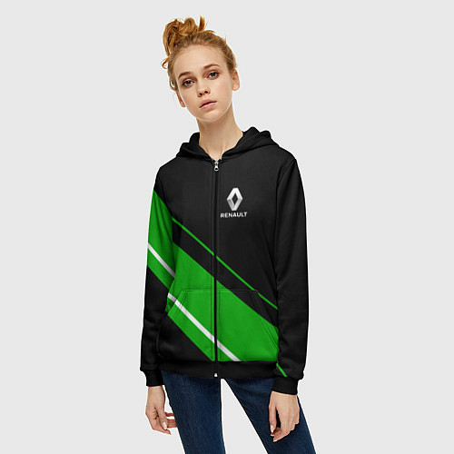 Женская толстовка на молнии RENAULT РЕНО / 3D-Черный – фото 3