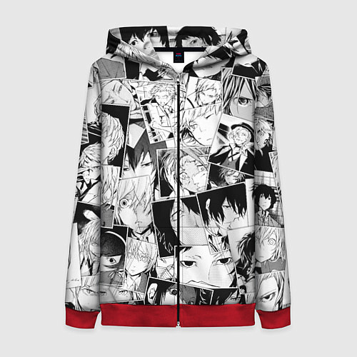 Женская толстовка на молнии Bungo Stray Dogs pattern / 3D-Красный – фото 1