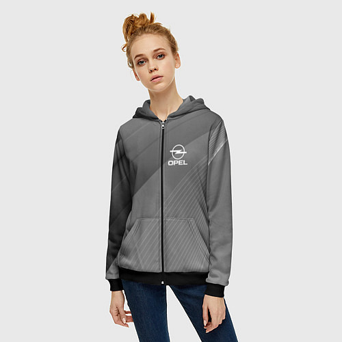 Женская толстовка на молнии OPEL abstraction / 3D-Черный – фото 3