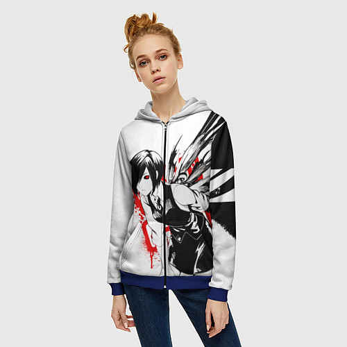 Женская толстовка на молнии ТОУКА TOKYO GHOUL / 3D-Синий – фото 3