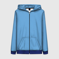 Толстовка на молнии женская Вязаный узор голубого цвета, цвет: 3D-синий