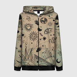 Толстовка на молнии женская Эзотерика, цвет: 3D-черный